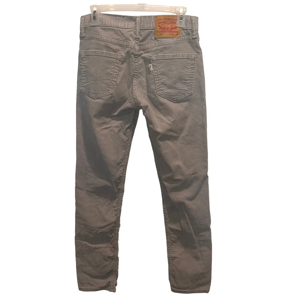 Levi's 511 Slim Corduroy Pants W30 L30 Mens Grey Stretch Casual Trousers